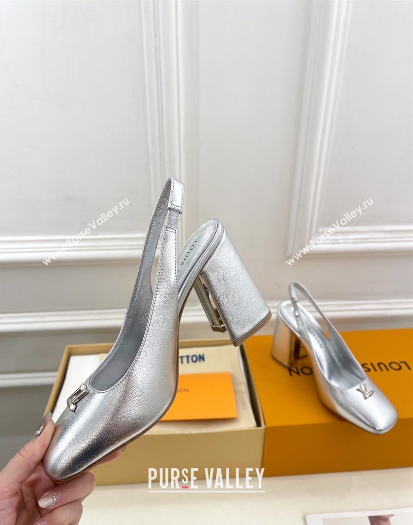 Louis Vuitton Swing Slingback Pump 9cm in Calf Leather Silver 2025 1AGTY9 (MD-250422161)