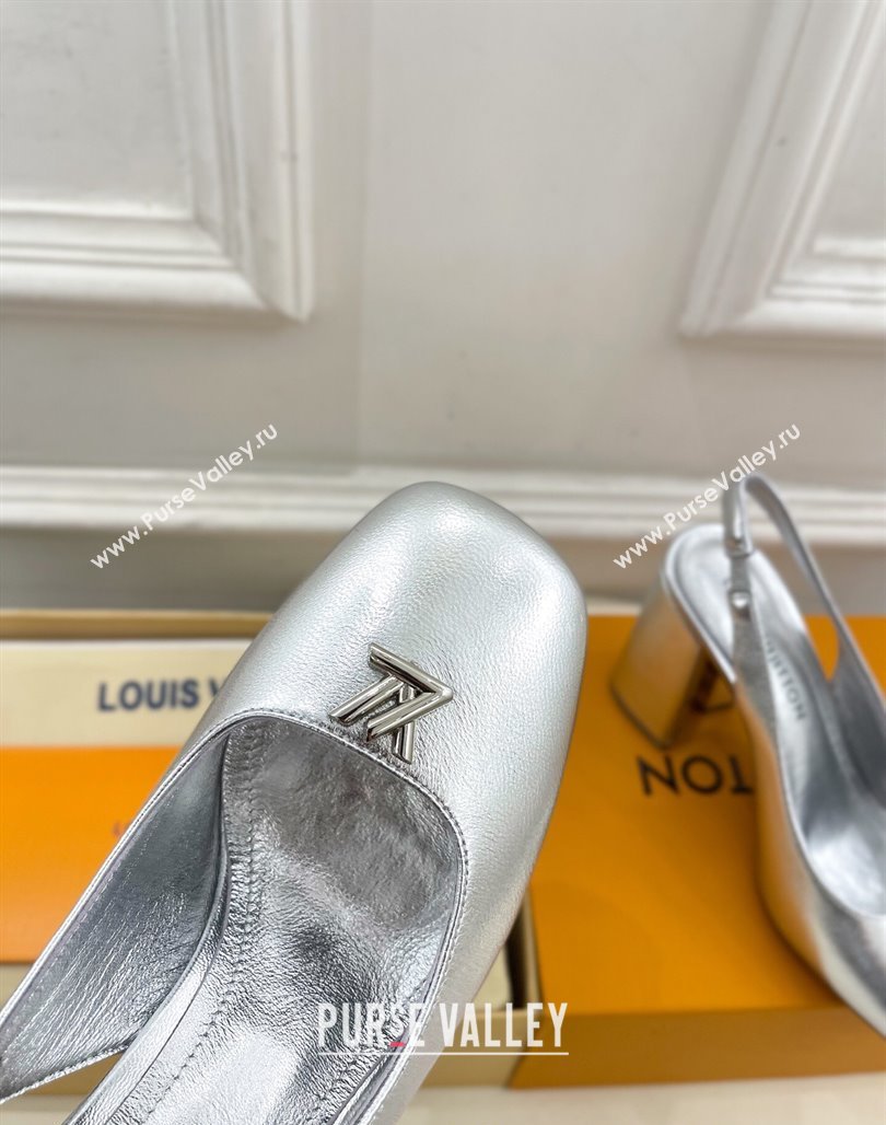 Louis Vuitton Swing Slingback Pump 9cm in Calf Leather Silver 2025 1AGTY9 (MD-250422161)