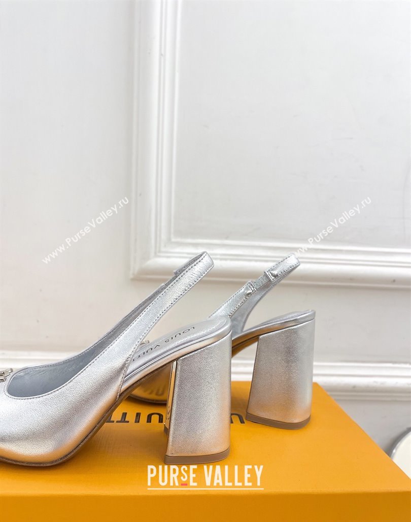 Louis Vuitton Swing Slingback Pump 9cm in Calf Leather Silver 2025 1AGTY9 (MD-250422161)