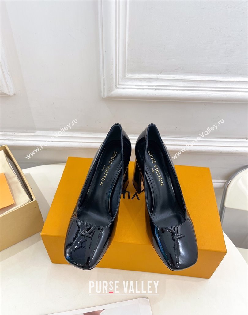 Louis Vuitton Swing Pumps 9cm in Patent Leather Black 2025 1AGTY9 (MD-250422167)
