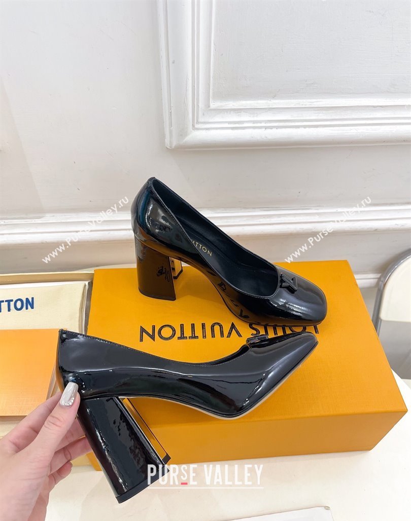 Louis Vuitton Swing Pumps 9cm in Patent Leather Black 2025 1AGTY9 (MD-250422167)