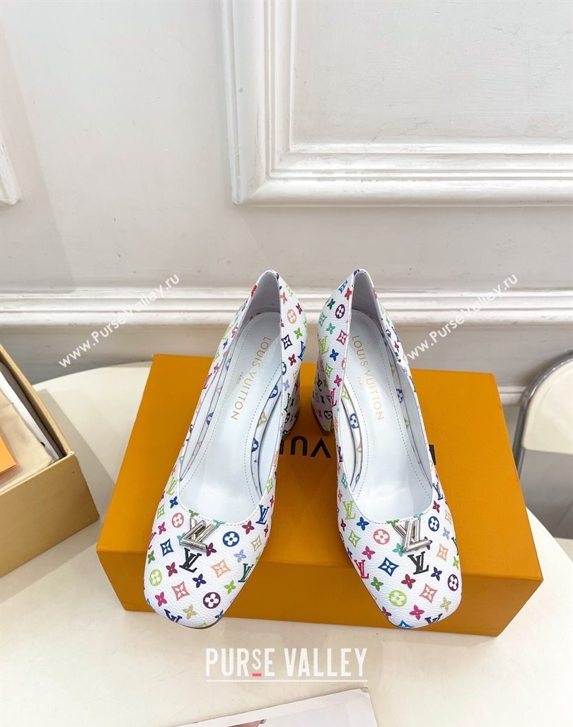 Louis Vuitton LV x TM Swing Pumps 9cm in Multicolor Monogram Canvas White 2025 1AGTY9 (MD-250422168)