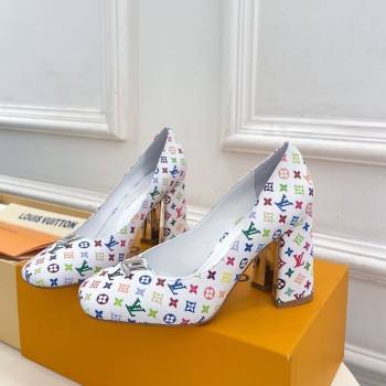 Louis Vuitton LV x TM Swing Pumps 9cm in Multicolor Monogram Canvas White 2025 1AGTY9 (MD-250422168)