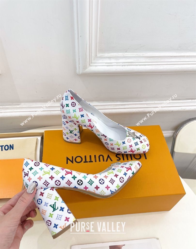 Louis Vuitton LV x TM Swing Pumps 9cm in Multicolor Monogram Canvas White 2025 1AGTY9 (MD-250422168)