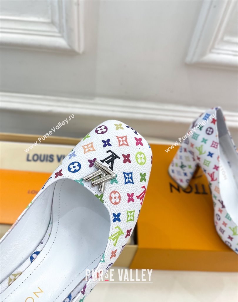Louis Vuitton LV x TM Swing Pumps 9cm in Multicolor Monogram Canvas White 2025 1AGTY9 (MD-250422168)