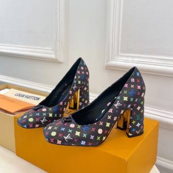 Louis Vuitton LV x TM Swing Pumps 9cm in Multicolor Monogram Canvas Black 2025 1AGTY9 (MD-250422169)