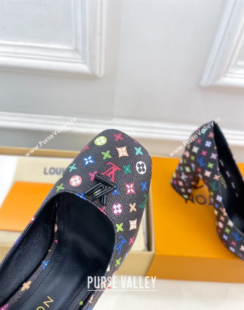 Louis Vuitton LV x TM Swing Pumps 9cm in Multicolor Monogram Canvas Black 2025 1AGTY9 (MD-250422169)