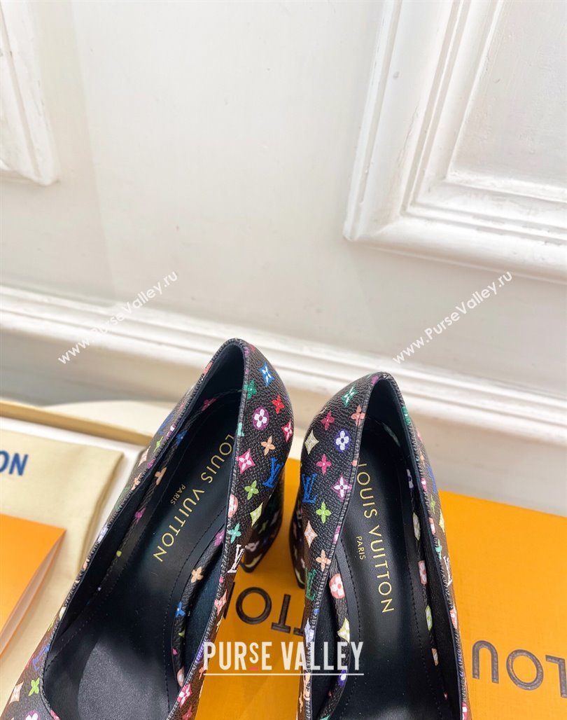 Louis Vuitton LV x TM Swing Pumps 9cm in Multicolor Monogram Canvas Black 2025 1AGTY9 (MD-250422169)