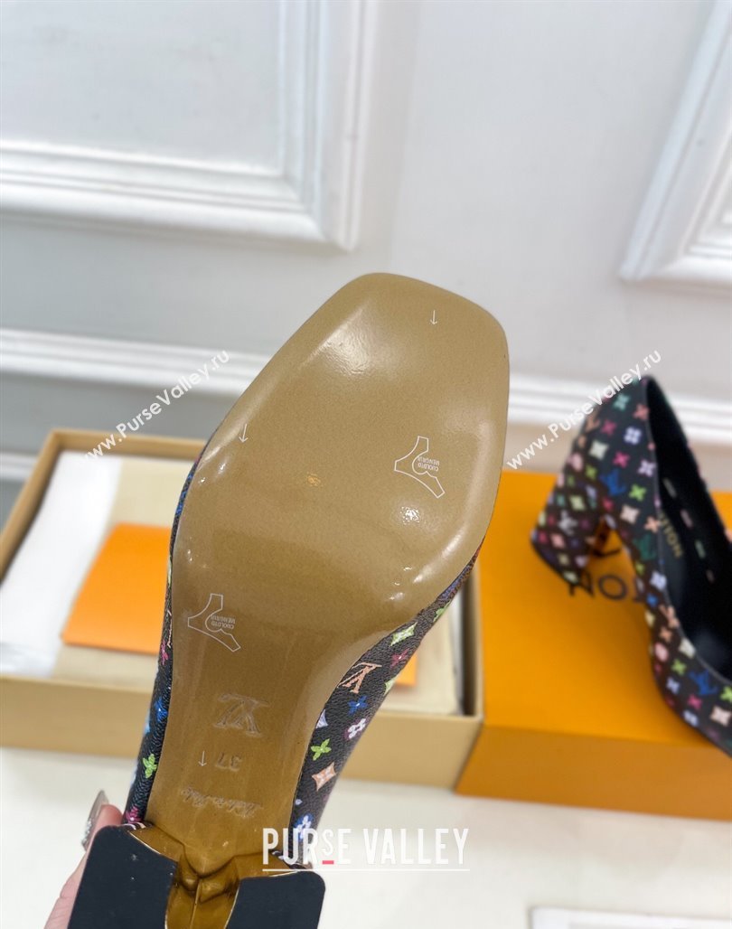 Louis Vuitton LV x TM Swing Pumps 9cm in Multicolor Monogram Canvas Black 2025 1AGTY9 (MD-250422169)