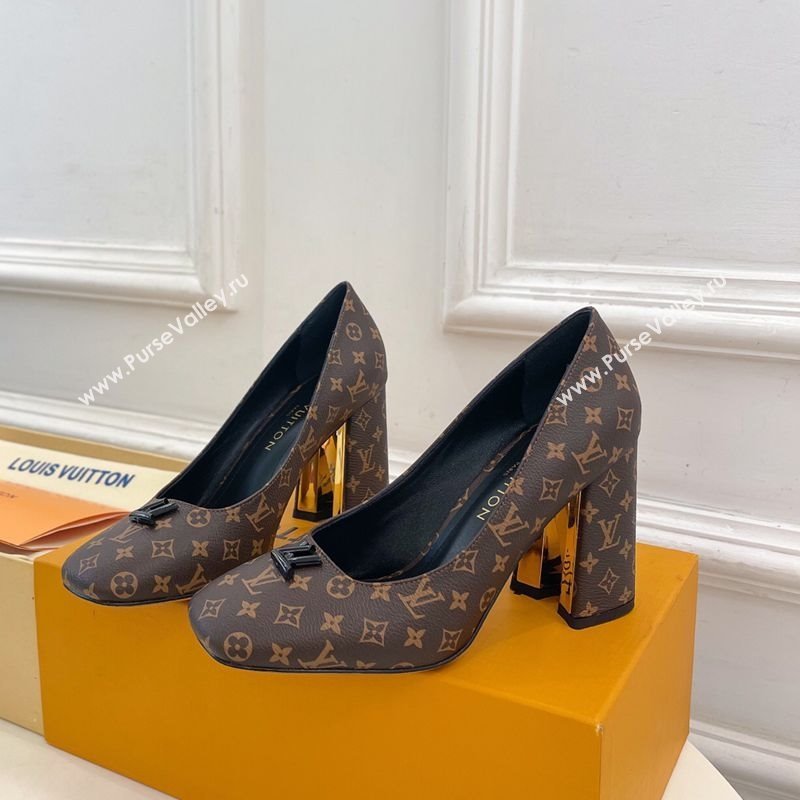 Louis Vuitton Swing Pumps 9cm in Monogram Canvas Brown 2025 1AGTY9 (MD-250422170)