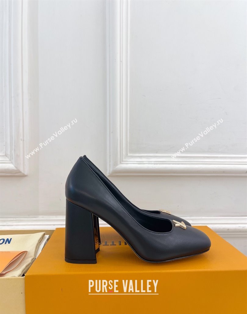 Louis Vuitton Swing Pumps 9cm in Calf Leather Black 2025 1AGTY9 (MD-250422171)