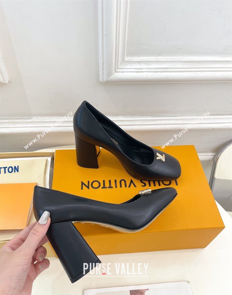 Louis Vuitton Swing Pumps 9cm in Calf Leather Black 2025 1AGTY9 (MD-250422171)