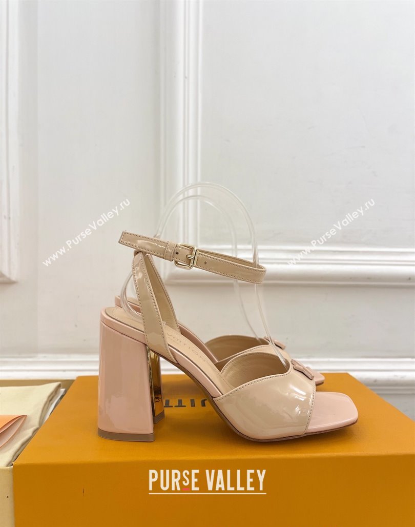 Louis Vuitton Swing Heel Sandals 9cm in Patent Leather Nude Pink 2025 1AGUTG (MD-250422141)
