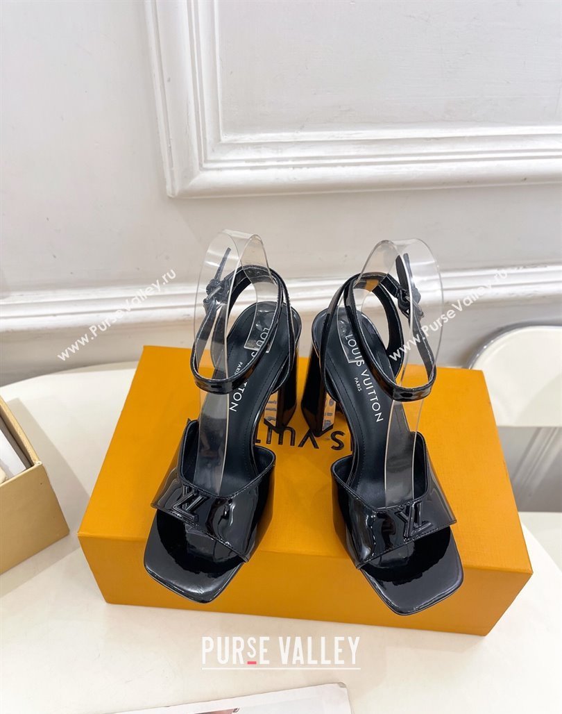 Louis Vuitton Swing Heel Sandals 9cm in Patent Leather Black 2025 1AGUTG (MD-250422145)