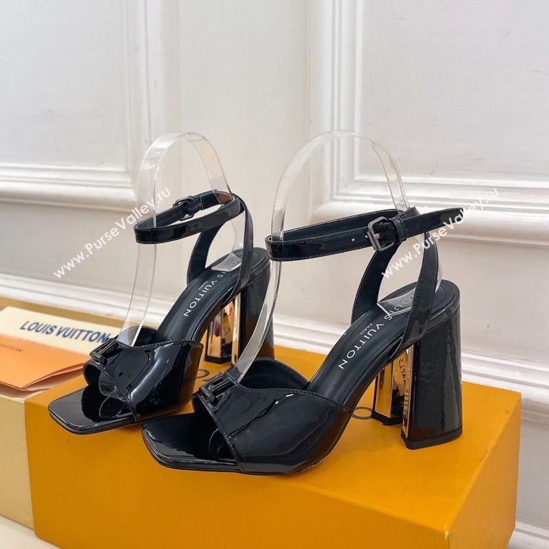 Louis Vuitton Swing Heel Sandals 9cm in Patent Leather Black 2025 1AGUTG (MD-250422145)