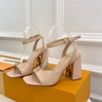 Louis Vuitton Swing Heel Sandals 9cm in Patent Leather Nude Pink 2025 1AGUTG (MD-250422141)