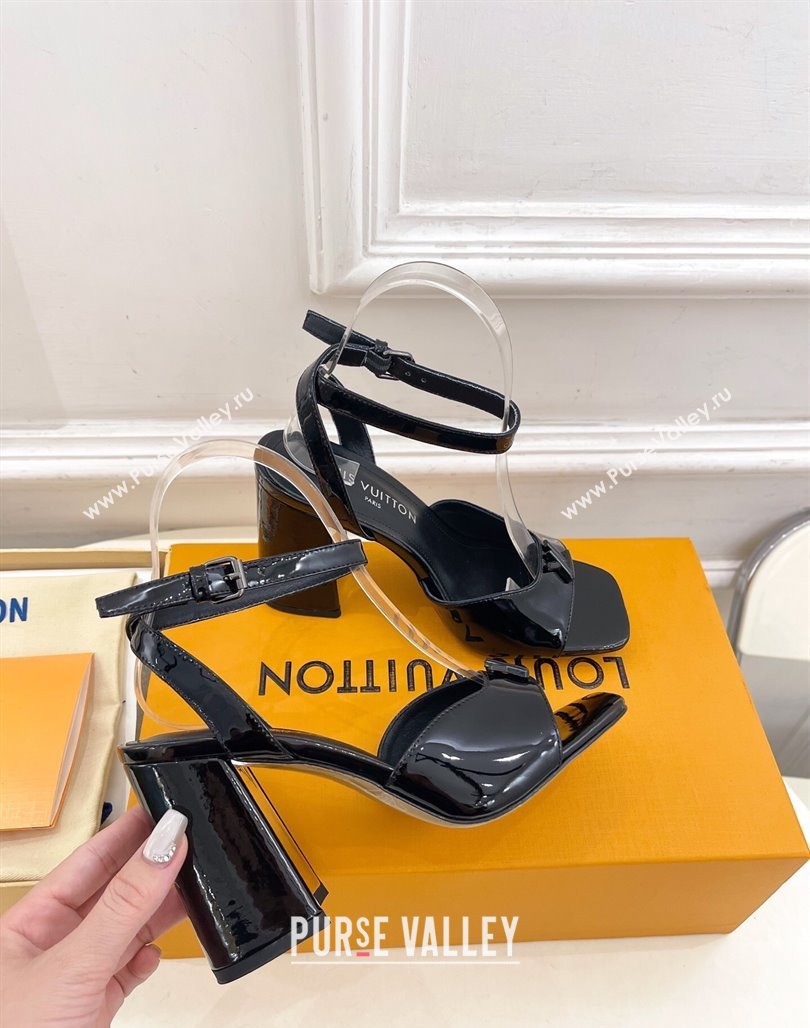 Louis Vuitton Swing Heel Sandals 9cm in Patent Leather Black 2025 1AGUTG (MD-250422145)