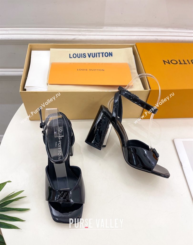 Louis Vuitton Swing Heel Sandals 9cm in Patent Leather Black 2025 1AGUTG (MD-250422145)