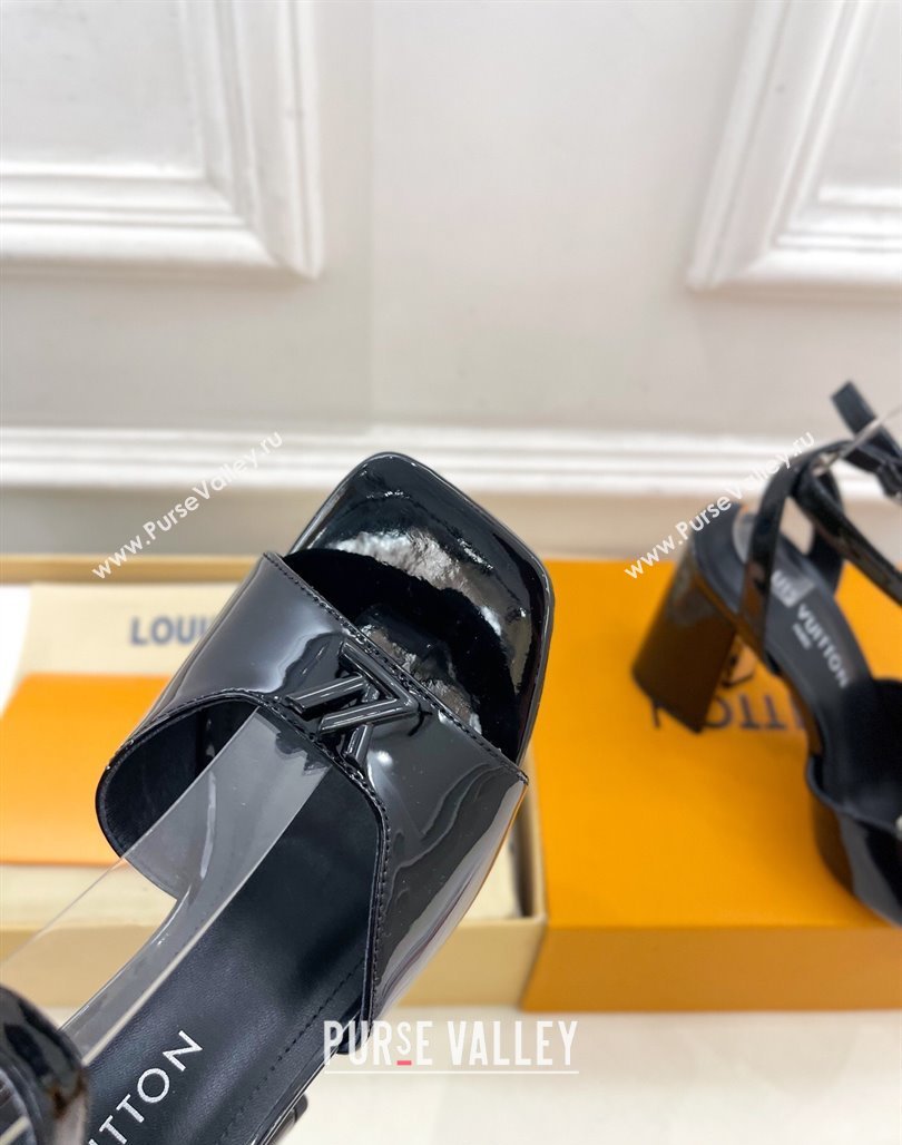 Louis Vuitton Swing Heel Sandals 9cm in Patent Leather Black 2025 1AGUTG (MD-250422145)