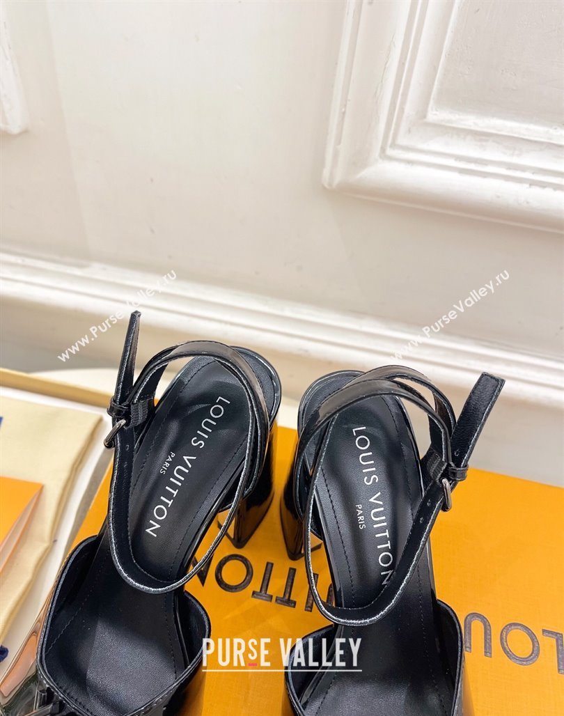 Louis Vuitton Swing Heel Sandals 9cm in Patent Leather Black 2025 1AGUTG (MD-250422145)