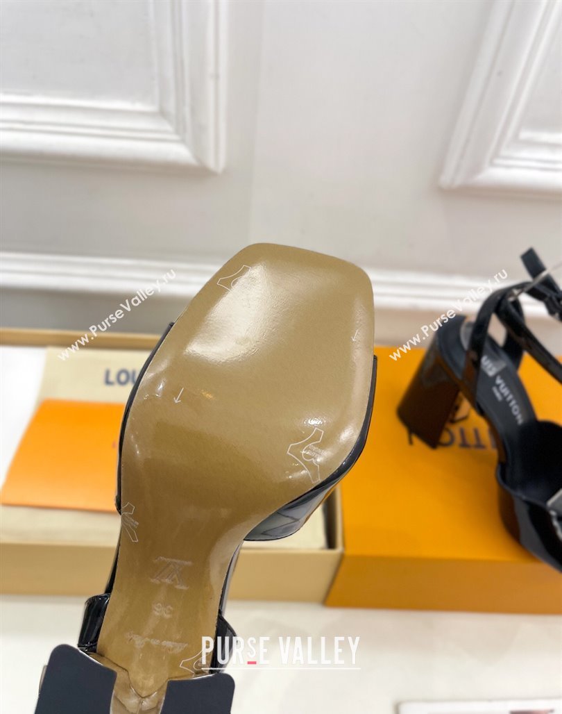 Louis Vuitton Swing Heel Sandals 9cm in Patent Leather Black 2025 1AGUTG (MD-250422145)