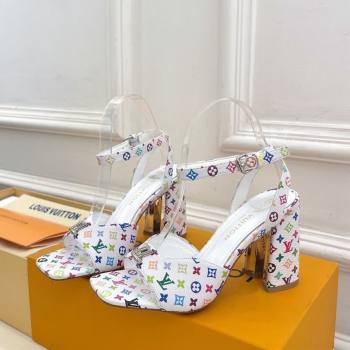Louis Vuitton LV x TM Swing Heel Sandals 9cm in Multicolor Monogram Canvas White 2025 1AGUTG (MD-250422146)