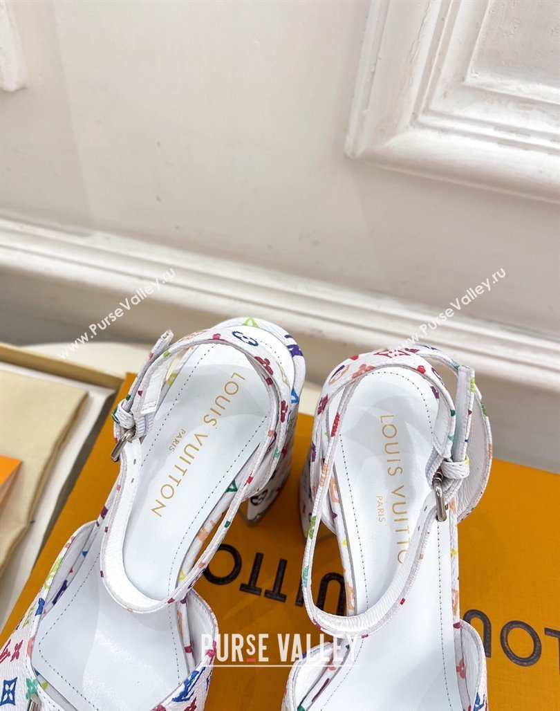 Louis Vuitton LV x TM Swing Heel Sandals 9cm in Multicolor Monogram Canvas White 2025 1AGUTG (MD-250422146)
