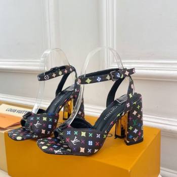Louis Vuitton LV x TM Swing Heel Sandals 9cm in Multicolor Monogram Canvas Black 2025 1AGUTG (MD-250422147)