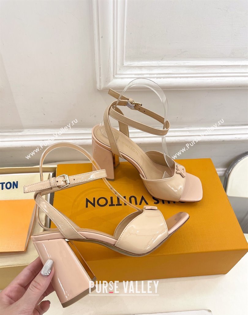 Louis Vuitton Swing Heel Sandals 9cm in Patent Leather Nude Pink 2025 1AGUTG (MD-250422141)