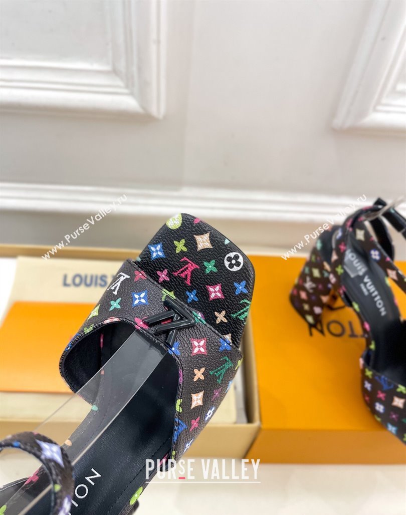 Louis Vuitton LV x TM Swing Heel Sandals 9cm in Multicolor Monogram Canvas Black 2025 1AGUTG (MD-250422147)