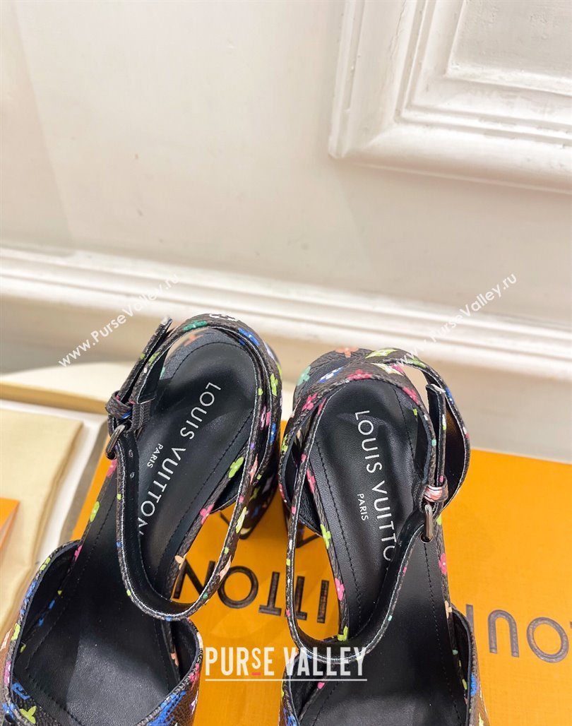Louis Vuitton LV x TM Swing Heel Sandals 9cm in Multicolor Monogram Canvas Black 2025 1AGUTG (MD-250422147)