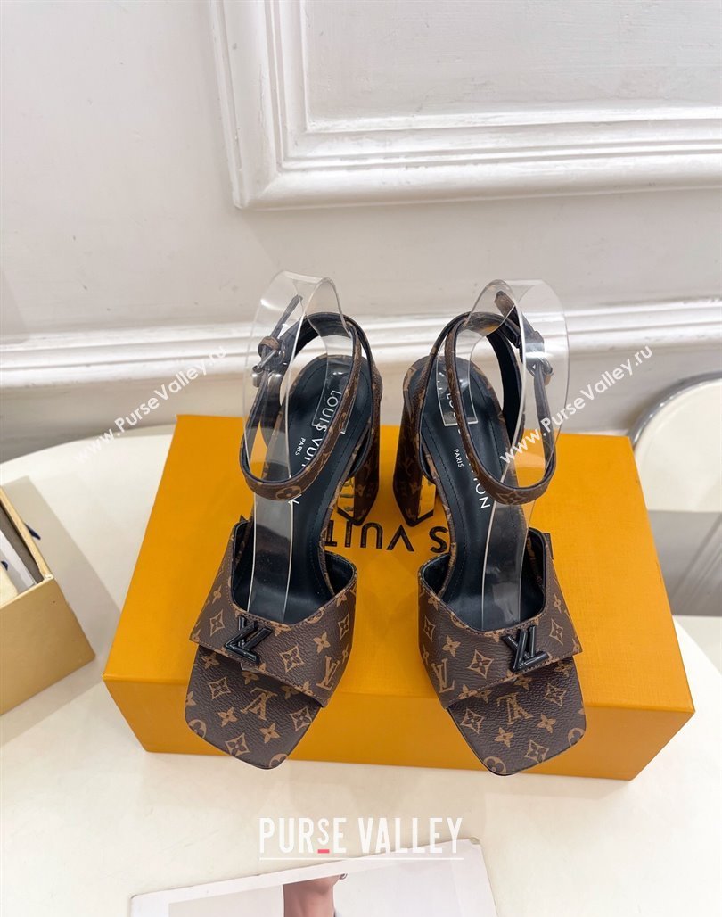 Louis Vuitton Swing Heel Sandals 9cm in Monogram Canvas Brown 2025 1AGUTG (MD-250422148)
