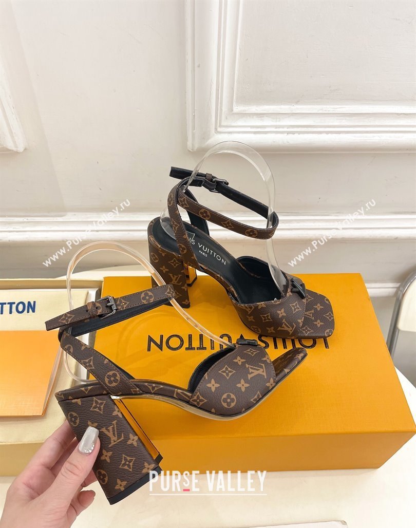 Louis Vuitton Swing Heel Sandals 9cm in Monogram Canvas Brown 2025 1AGUTG (MD-250422148)