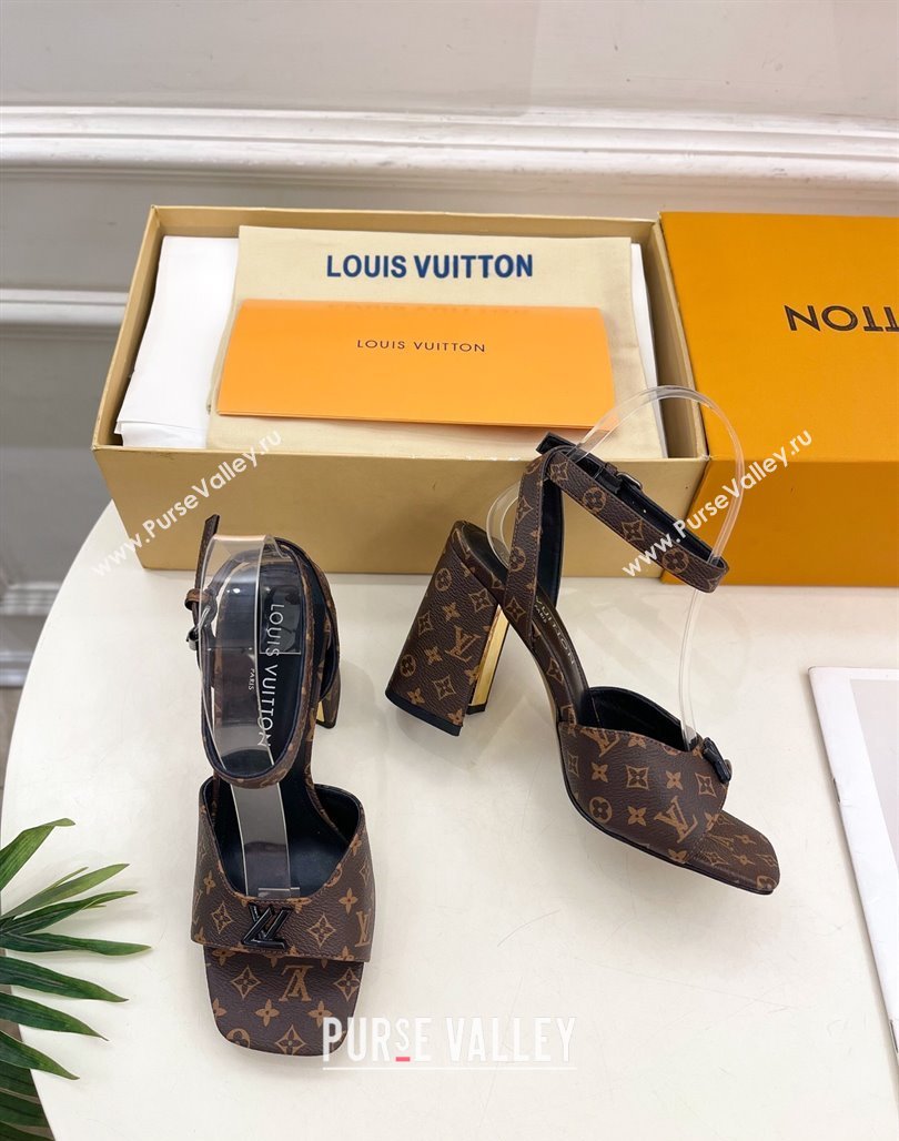 Louis Vuitton Swing Heel Sandals 9cm in Monogram Canvas Brown 2025 1AGUTG (MD-250422148)
