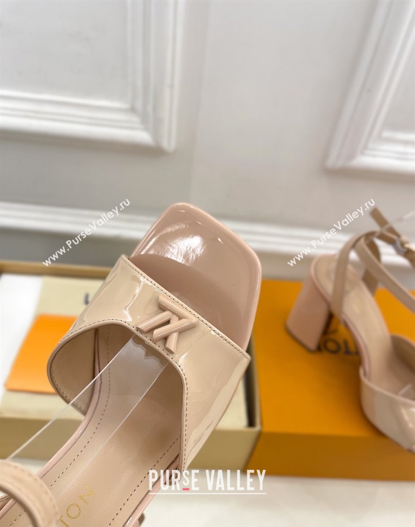 Louis Vuitton Swing Heel Sandals 9cm in Patent Leather Nude Pink 2025 1AGUTG (MD-250422141)