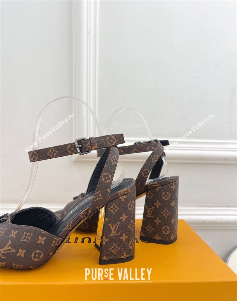 Louis Vuitton Swing Heel Sandals 9cm in Monogram Canvas Brown 2025 1AGUTG (MD-250422148)