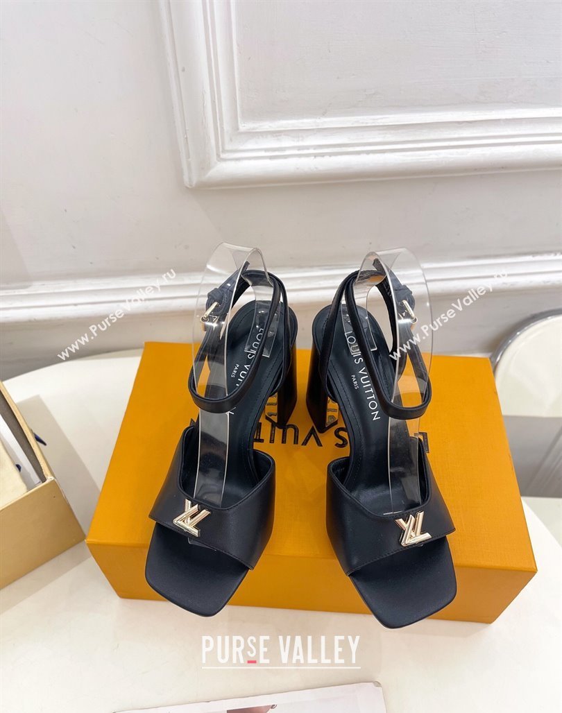 Louis Vuitton Swing Heel Sandals 9cm in Calf Leather Black 2025 1AGUTG (MD-250422149)