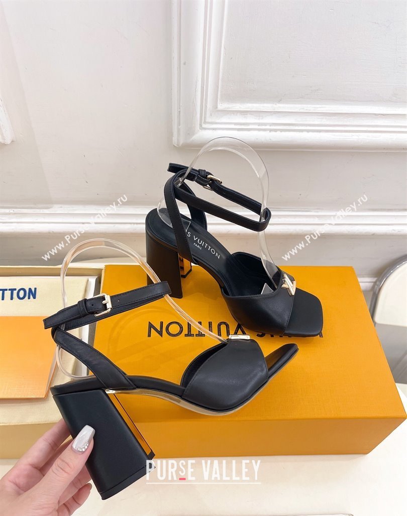 Louis Vuitton Swing Heel Sandals 9cm in Calf Leather Black 2025 1AGUTG (MD-250422149)