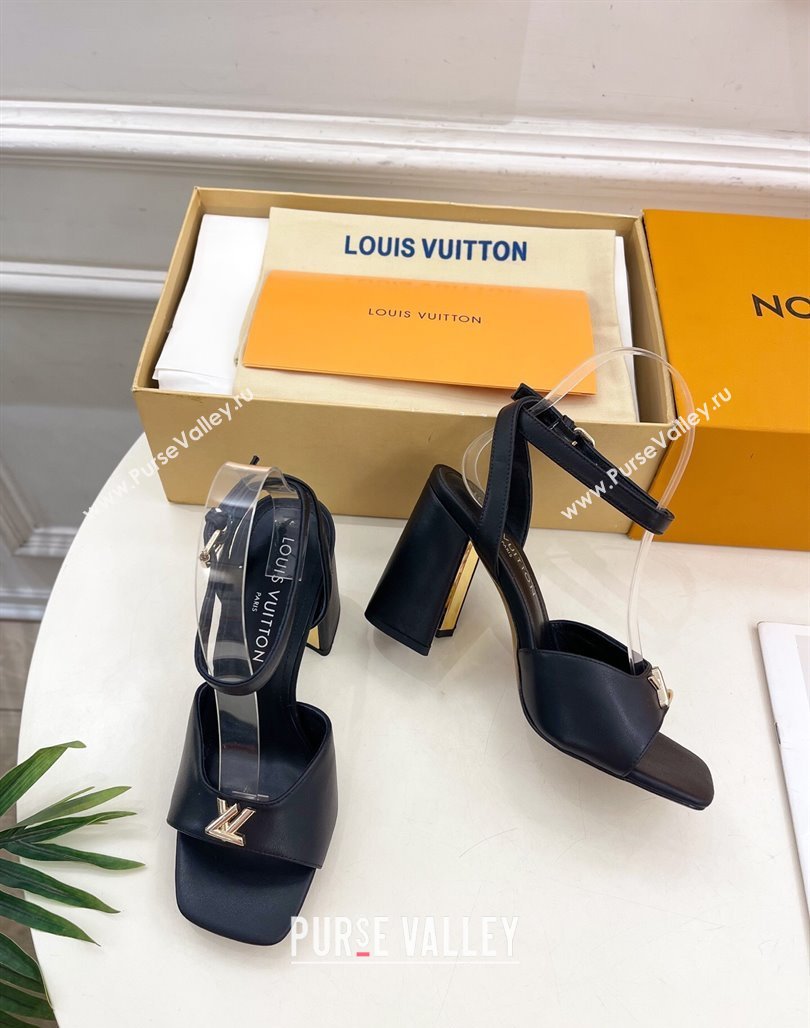 Louis Vuitton Swing Heel Sandals 9cm in Calf Leather Black 2025 1AGUTG (MD-250422149)