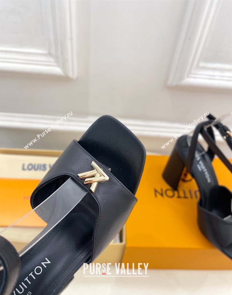Louis Vuitton Swing Heel Sandals 9cm in Calf Leather Black 2025 1AGUTG (MD-250422149)