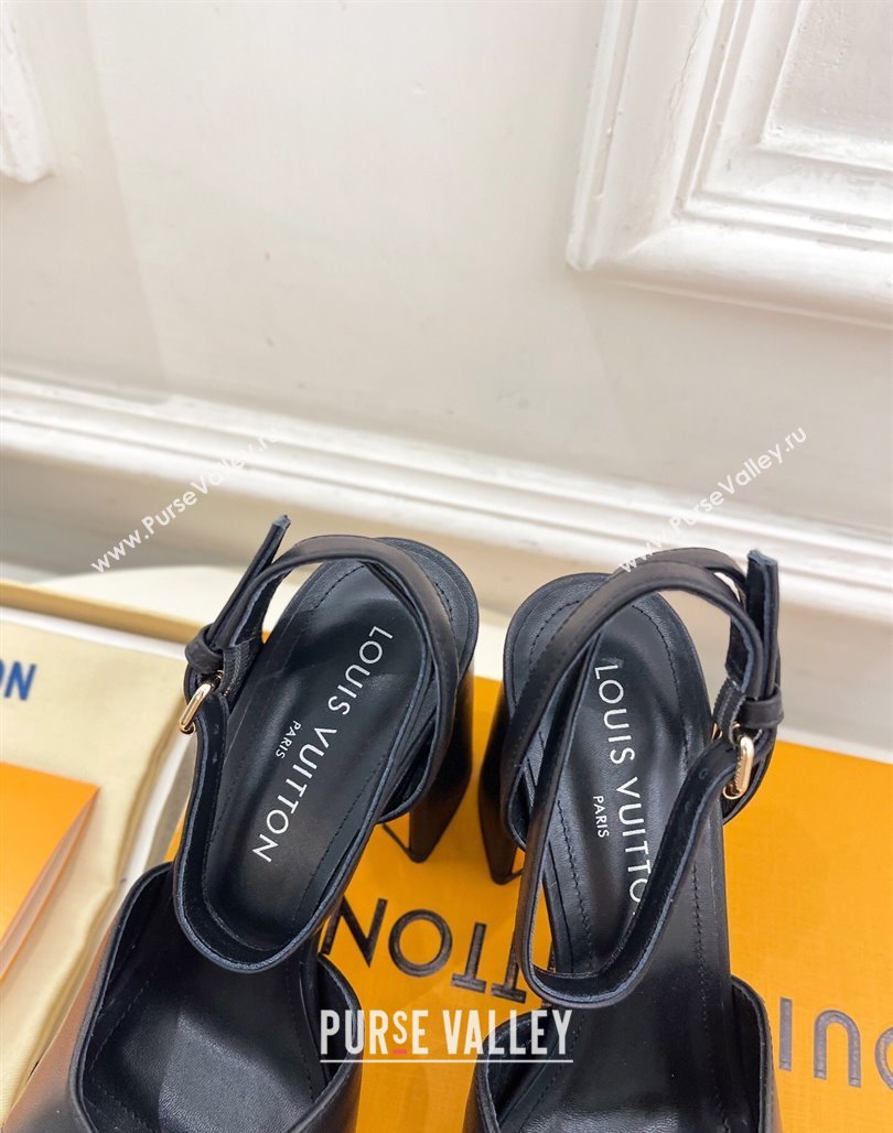 Louis Vuitton Swing Heel Sandals 9cm in Calf Leather Black 2025 1AGUTG (MD-250422149)