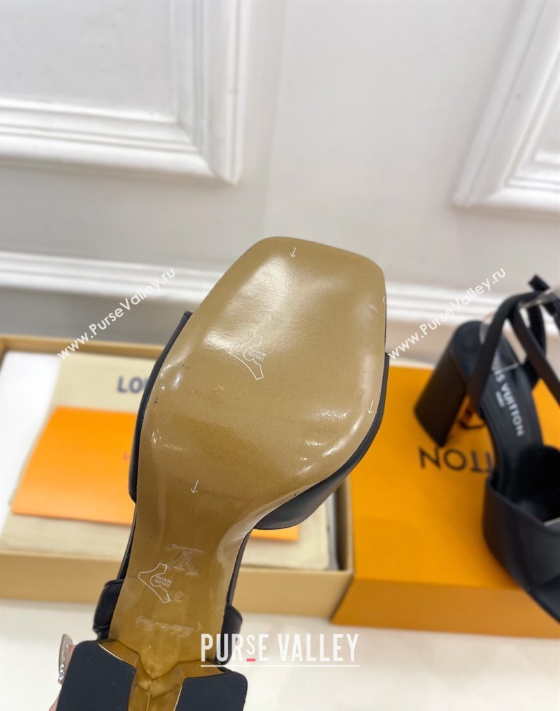Louis Vuitton Swing Heel Sandals 9cm in Calf Leather Black 2025 1AGUTG (MD-250422149)