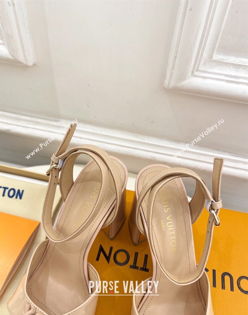 Louis Vuitton Swing Heel Sandals 9cm in Patent Leather Nude Pink 2025 1AGUTG (MD-250422141)