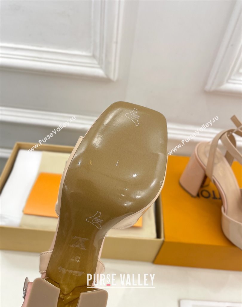 Louis Vuitton Swing Heel Sandals 9cm in Patent Leather Nude Pink 2025 1AGUTG (MD-250422141)