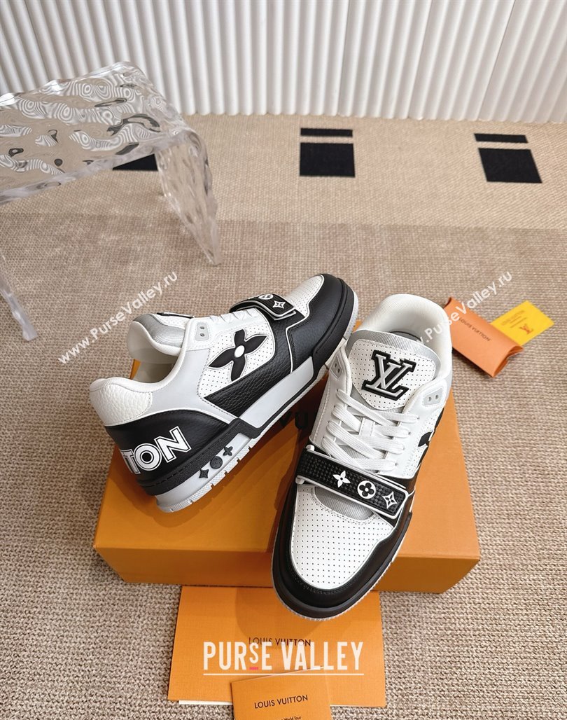 Louis Vuitton LV Trainer Sneakers in Perforated Leather with Velcro Strap Black 2025 1AHTDF (KL-250422180)