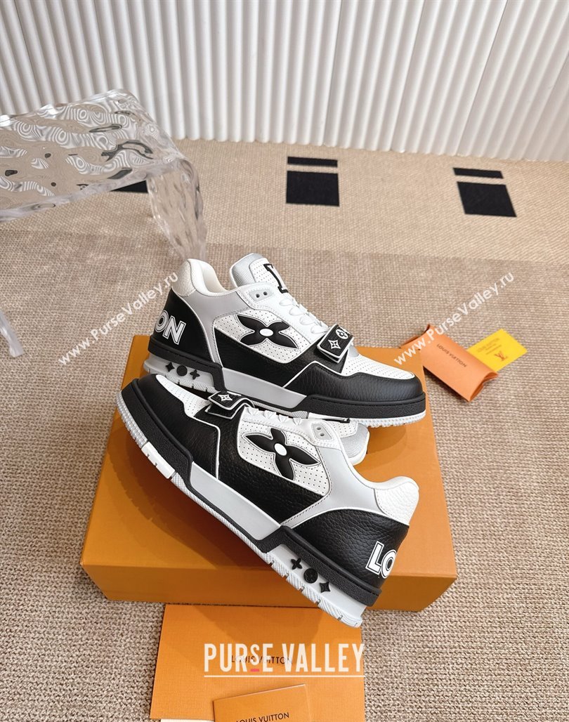 Louis Vuitton LV Trainer Sneakers in Perforated Leather with Velcro Strap Black 2025 1AHTDF (KL-250422180)