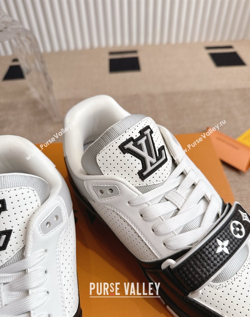 Louis Vuitton LV Trainer Sneakers in Perforated Leather with Velcro Strap Black 2025 1AHTDF (KL-250422180)
