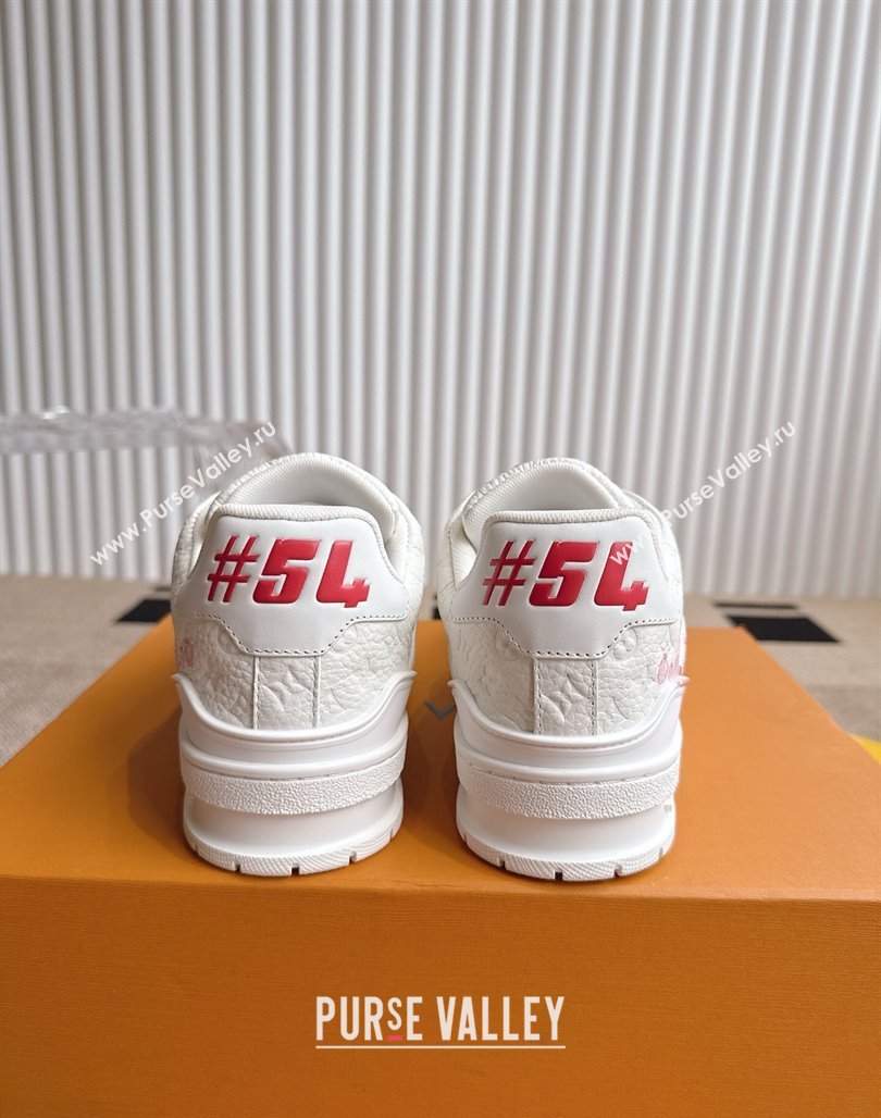 Louis Vuitton LV x TM Trainer Sneakers in Monogram Leather with Cherry Bloom Print White/Pink 2025 (KL-250422179)