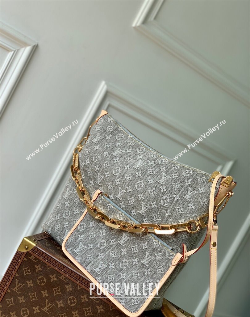 Louis Vuitton Coussin Hobo MM bag in Cloudy Grey Certified Organic Cotton M13390 2025 (KI-250523024)