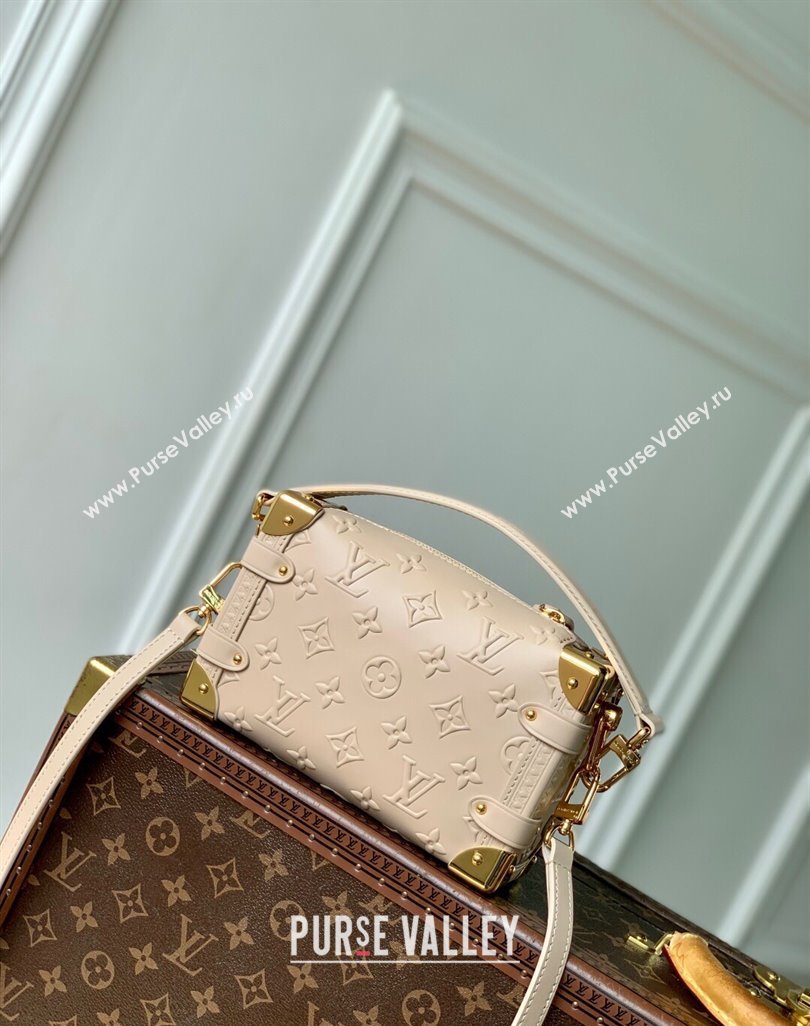 Louis Vuitton Side Trunk PM Bag in Monogram Debossed Leather Biscuit Beige 2025 M14571 (KI-250524011)